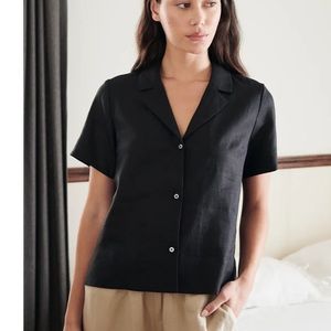 100% European Linen Short Sleeve Shirt, Size Medium